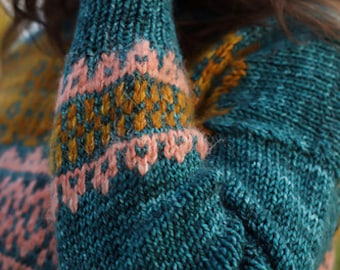 KNITTING PATTERN - Mozaika Sweater - PDF knitting pattern, sweater pattern, jumper pattern, pullover pattern, bottom up knitting, fair isle