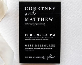 black wedding invite etsy