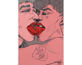 Ragazzi che si baciano - cartolina