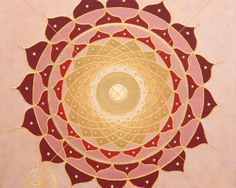 Heart Sutra Mandala Art Print: Sacred Geometry Yoga Decor