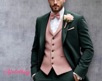 Emerald Green Men's Suit: Slim Fit Wedding Tuxedo