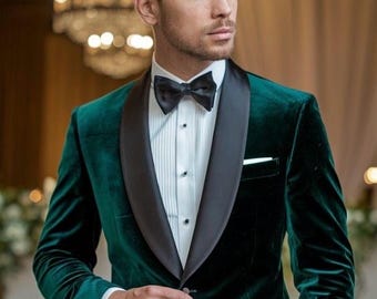 Chaqueta de esmoquin de terciopelo verde: Blazer a medida, ocasión formal