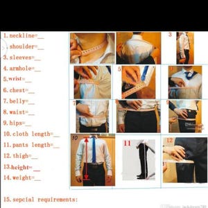 K&ouml;nnte beinhalten: Diagramm zur Messung verschiedener K&ouml;rperteile f&uuml;r ma&szlig;geschneiderte Kleidung. Das Bild zeigt Messungen f&uuml;r Hals, Schulter, &Auml;rmel, Armloch, Handgelenk, Brust, Bauch, Taille, H&uuml;fte, Kleiderl&auml;nge, Hosenl&auml;nge, Oberschenkel, Gr&ouml;&szlig;e und Gewicht.