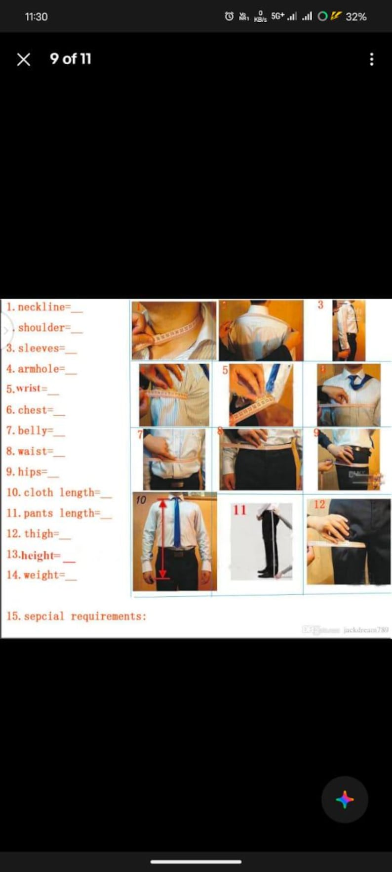 K&ouml;nnte beinhalten: Diagramm zur Messung verschiedener K&ouml;rperteile f&uuml;r ma&szlig;geschneiderte Kleidung. Das Bild zeigt Messungen f&uuml;r Hals, Schulter, &Auml;rmel, Armloch, Handgelenk, Brust, Bauch, Taille, H&uuml;fte, Kleiderl&auml;nge, Hosenl&auml;nge, Oberschenkel, Gr&ouml;&szlig;e und Gewicht.