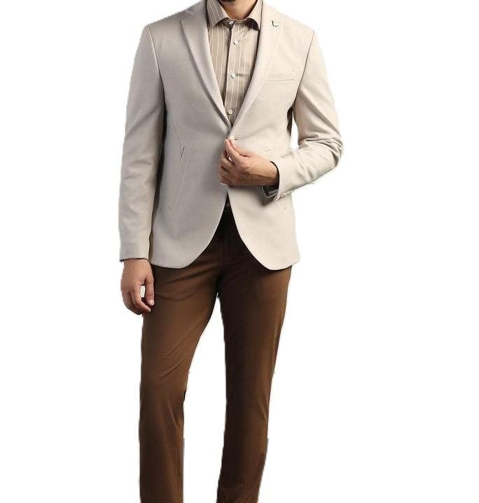mens cream dress pants The Black Tux Essential Suit Pants-Classic In Beige | Size: 42/32
