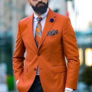 Mens Orange Suit | Unique Formalwear for Prom, Halloween, or Themed Events