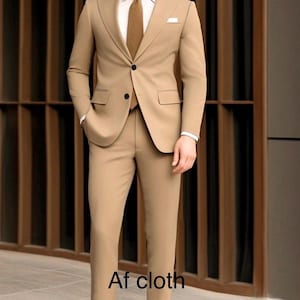 Linnen slim-fit kostuum: beige badstof rayon trouwkostuum