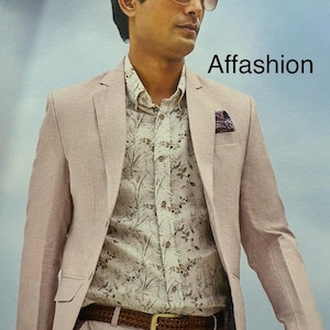 Beige bruidskostuum met applicatie: slim-fit trouwpak van badstof rayon