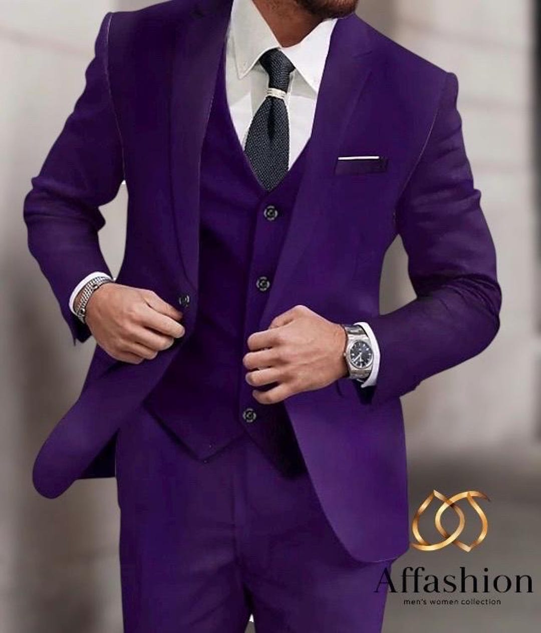 Men's Purple Samar Suit Barong | Filipino Formal Wedding Groom Attire ...