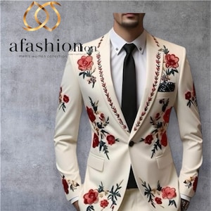 White Embroidered Men’s Suit Vest – Formal Wedding Waistcoat, Custom Tail