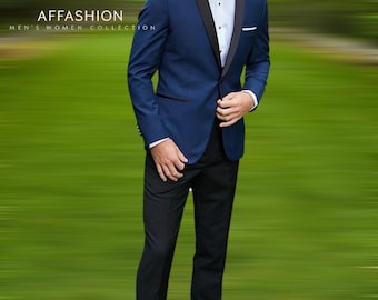 Blue & Ivory Men's Tuxedo | Slim Fit Wedding Suit