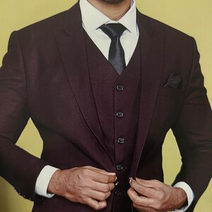 Paars 3-delig pak: slim-fit badstof rayon, bal en bruiloft