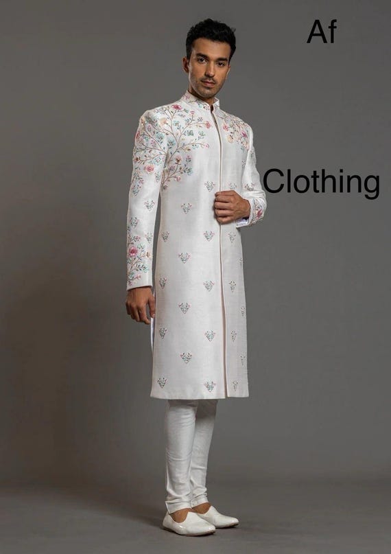 Embroidered Men's Sherwani, Luxury Ethnic Wedding Wear
