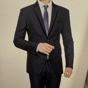 Zwart kostuum van badstofrayon: slim-fit, tweedelig - bal, bruiloft