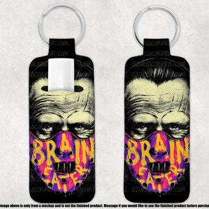 Horror Chapstick Keychain Holder, Brain Eater Movie Icon Keychain, Halloween Keychain Chapstick