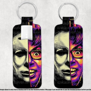 Horror Chapstick Keychain Holder, Myers Movie Icon Keychain, Halloween Keychain Chapstick