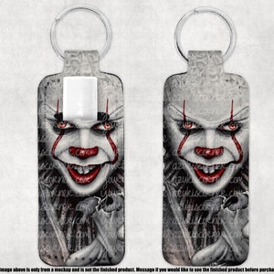 Horror Chapstick Keychain Holder,  Movie Icon Keychain, Halloween Evil Clown Keychain Chapstick