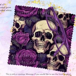 Floral Skulls Lens Cloth, Roses Glass Cleaning Cloth | Occult Microfiber Cloth