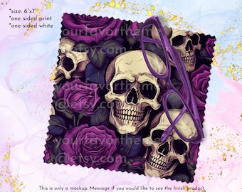 Floral Skulls Lens Cloth, Roses Glass Cleaning Cloth | Occult Microfiber Cloth