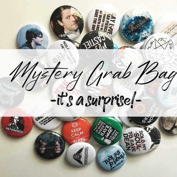 Mystery Grab Bag SPN Supernatural Quotes Pins Magnets Badges, TV show