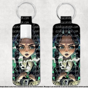 Horror Chapstick Keychain Holder,  Movie Icon Keychain, Halloween Wednesday Keychain Chapstick