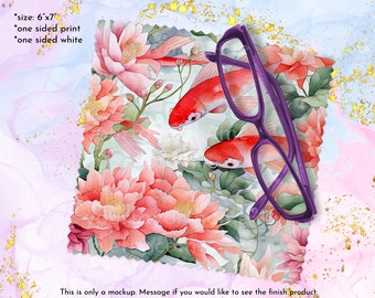 Japanese Art Lens Cloth, Flowers Glass Cleaning Cloth | Koi Microfiber Cloth