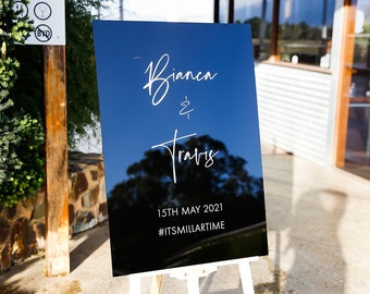 Personalised A1 Acrylic Welcome Sign | Rose Gold, Black, White, Clear, Gold, Silver | Wedding | Engagement | Birthday | Baptism |Christening