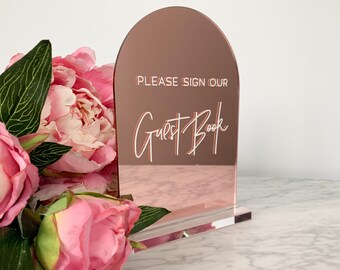 Personalised A5 Rose Gold Acrylic Sign | Wedding | Engagement | Cards & Well Wishes | Guest Book | Bridal Shower | Wishing Well | Bar Menu