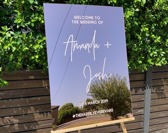 Personalised Acrylic Welcome Sign | Rose Gold, Black, White, Clear, Gold, Silver | Wedding | Engagement | Birthday | Baptism | Christening