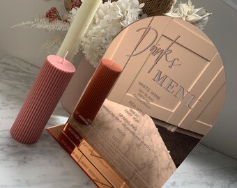 Personalised A4 Rose Gold Acrylic Sign | Wedding | Engagement | Cards & Well Wishes | Guest Book | Bridal Shower | Wishing Well | Bar Menu