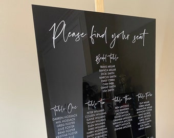 Personalised A1 Acrylic Seating Chart | Rose Gold, Black,White, Clear, Gold, Silver | Wedding | Engagement | Birthday | Baptism |Christening