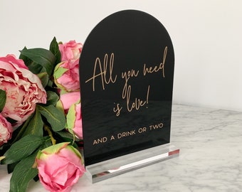 Personalised A5 Black Acrylic Sign | Wedding | Engagement | Cards & Well Wishes | Guest Book | Bridal Shower | Wishing Well | Bar Menu