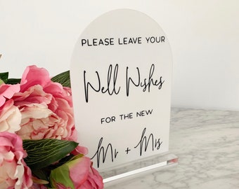 Personalised A5 White Acrylic Sign |Wedding | Engagement | Cards & Well Wishes | Guest Book | Bridal Shower | Wishing Well | Bar Menu |Photo