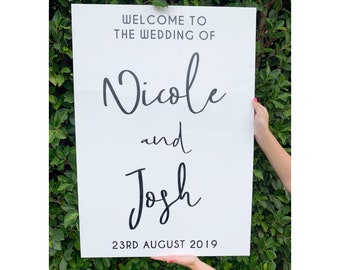 Personalised Acrylic Welcome Sign | Rose Gold, Black, White, Clear, Gold, Silver | Wedding | Engagement | Birthday | Baptism | Christening