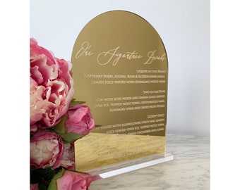 Personalised A4 Gold Acrylic Sign | Wedding | Engagement | Cards & Well Wishes | Guest Book | Bridal Shower | Wishing Well | Bar Menu