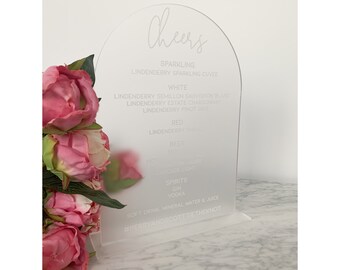 Personalised A4 Frosted Acrylic Sign | Wedding | Engagement | Cards & Well Wishes | Guest Book | Bridal Shower | Wishing Well | Bar Menu