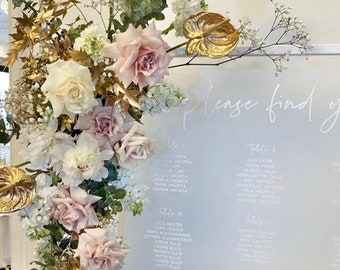 Personalised Large Acrylic Seating Chart | Rose Gold,Black,White, Clear, Gold, Silver | Wedding | Engagement | Birthday|Baptism |Christening
