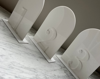 Personalised A5 Arch 3D Table Number Acrylic Sign | Wedding | Engagement | Cards & Well Wishes | Guest Book | Wishing Well | Bar Menu