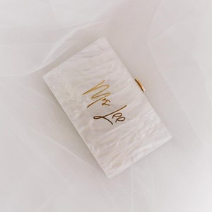 Personalised White Pearl Acrylic Clutch image 7