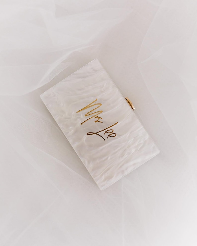 Personalised White Pearl Acrylic Clutch image 7