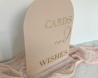 Personalised A5 Beige Acrylic Sign |Wedding | Engagement | Cards & Well Wishes | Guest Book | Bridal Shower | Wishing Well | Bar Menu |Photo