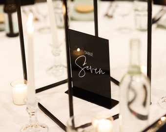 Personalised A5 Black Table Number Acrylic Sign | Wedding | Engagement | Cards & Well Wishes | Guest Book | Wishing Well | Bar Menu