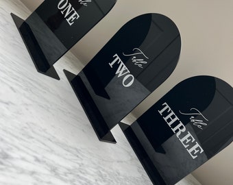 Personalised A5 Arch Black Table Number Acrylic Sign | Wedding | Engagement | Cards & Well Wishes | Guest Book | Wishing Well | Bar Menu