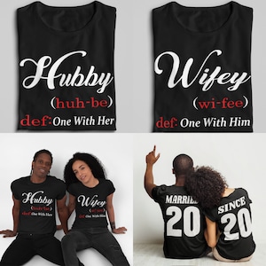 Couples Shirt Hubby Wifey Matching Shirts Wedding Gift Anniversary Custom shirts