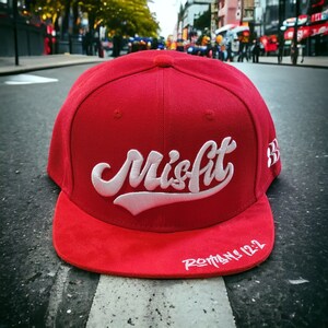 Red and white Snapback Hat Faith Christian Apparel