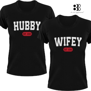 Couples Shirt Hubby Wifey Matching Shirts Wedding Gift Anniversary Custom shirts black couples shirts