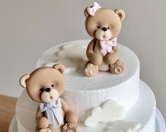 Decorazioni per torte a forma di orsetto in pasta di zucchero: set di decorazioni per baby shower