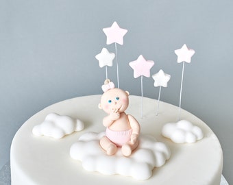 Baby Boy Sitting On Cloud Fondant Cake Topper Clouds Stars Etsy Baby Boy Sitting On Cloud Fondant Cake Topper Clouds Stars Etsy