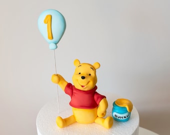 Winnie the Pooh Fondant Cake Topper, Hunny Pot, Balloon with Age Number, Personalization Name Letters