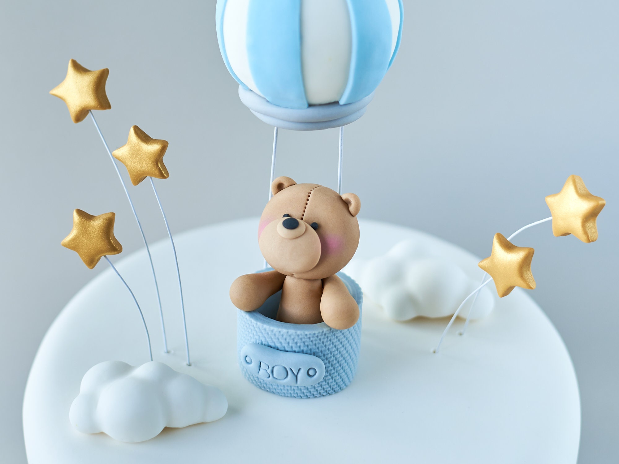 Cute Fondant Teddy Bear in a Hot Air Balloon Cake Topper Name - Etsy